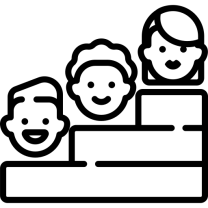 Linkages: three ascending steps with one person on each